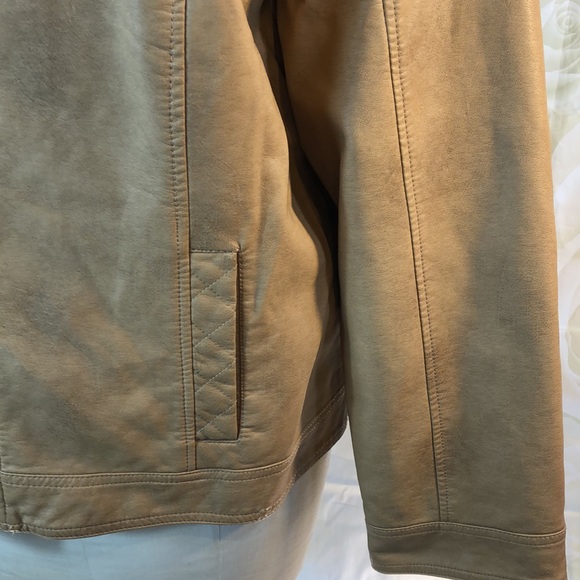 Christopher & Banks Tan Faux Leather Jacket Full Zip XL - Picture 3 of 12